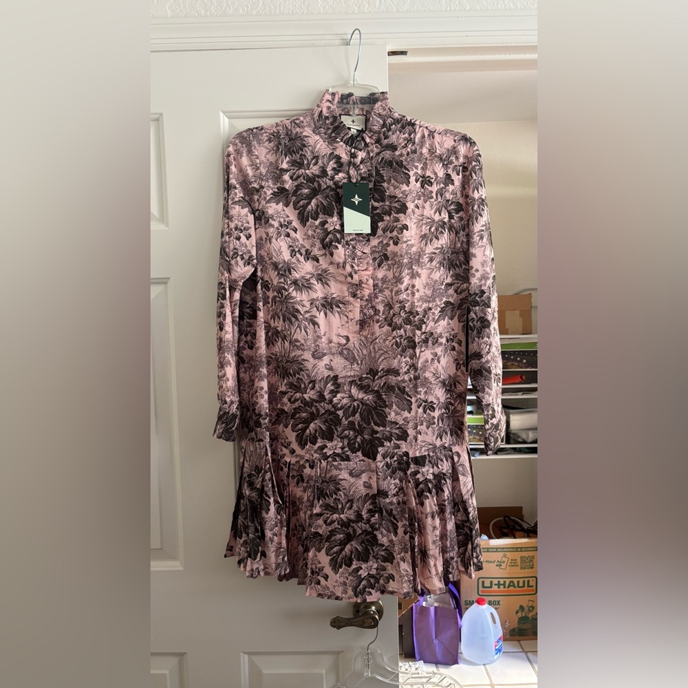 Tuckernuck Pink and Black Floral Long Sleeve Dress